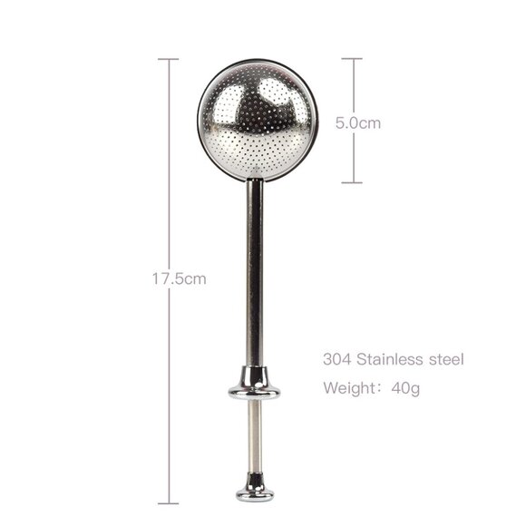 Ball Shape Stainless Steel Tea Steeper with Push Handle 3 pack - Picture 6 of 8